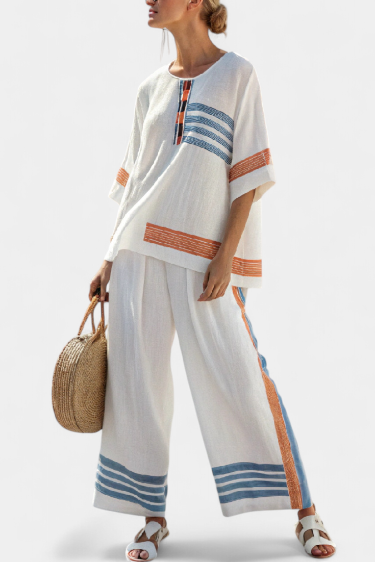 Marcellin - Sophisticated Spring Striped Top &amp; Pants