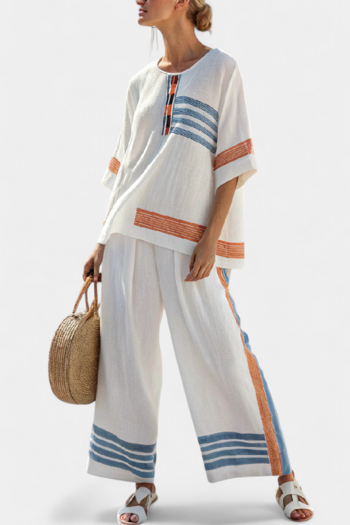 Marcellin - Sophisticated Spring Striped Top &amp; Pants
