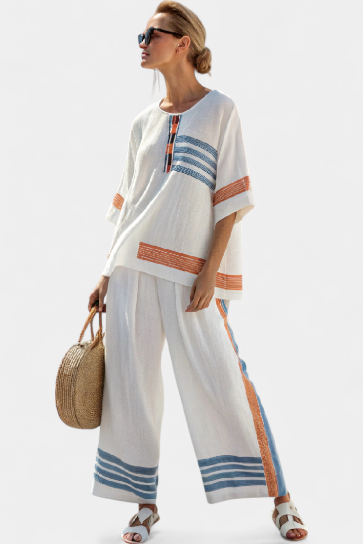 Marcellin - Sophisticated Spring Striped Top &amp; Pants