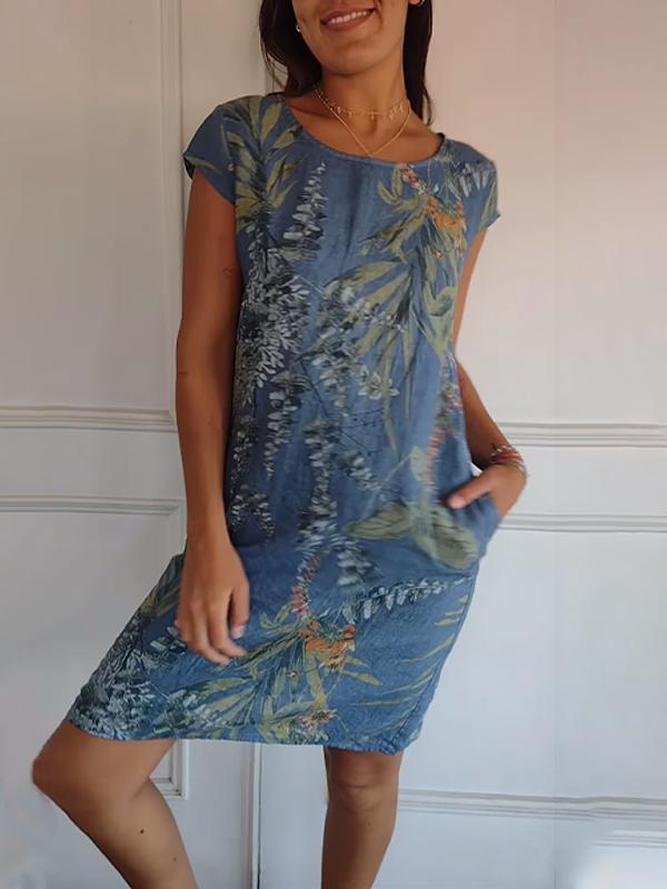 Marilyn - Comfortable Round Neck Floral Dress