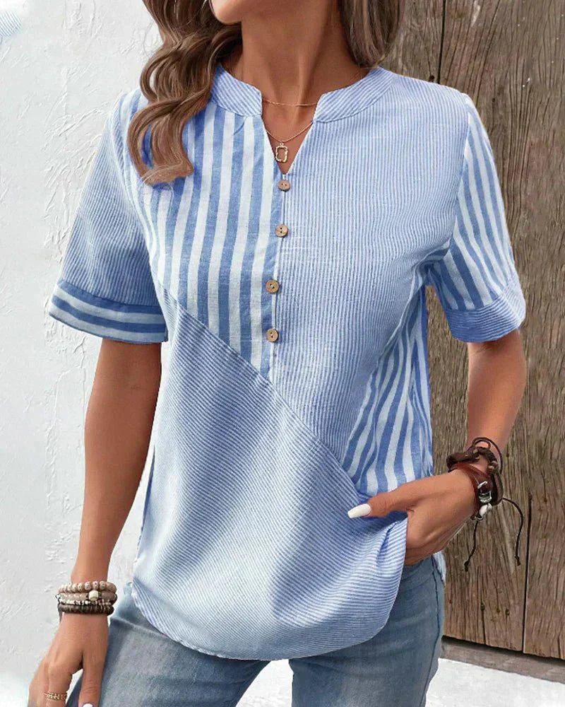 Monroe - Soft Striped Spring Blouse