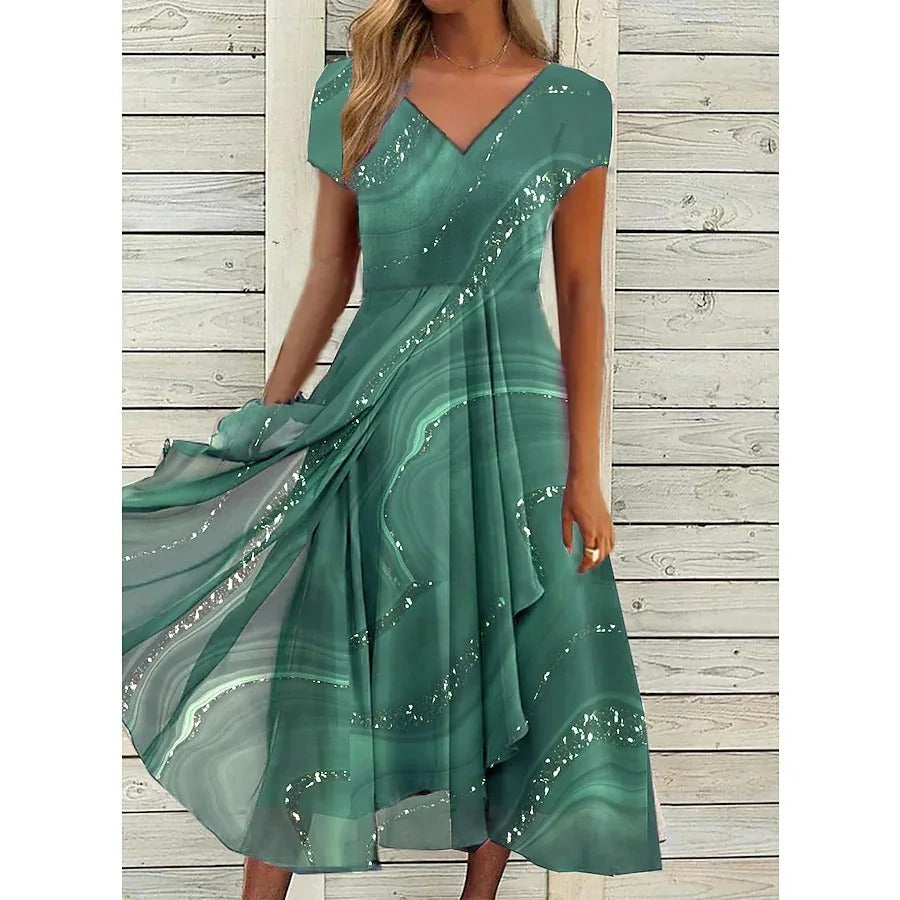 Emily - V-neck Midi Dress For Women
