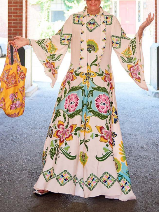 Noelle - Women Long Sleeve Floral Maxi Dress