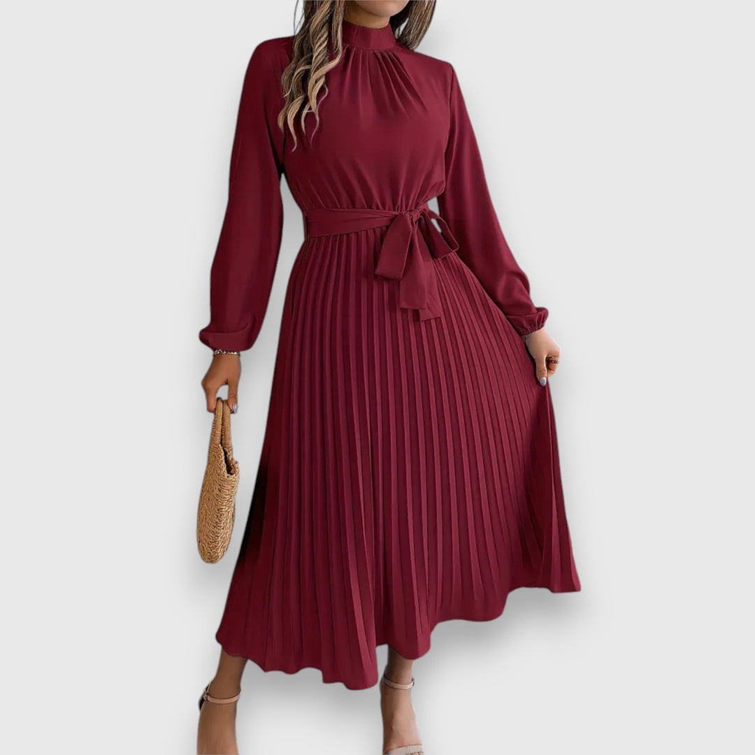 Rebecca - Elegant Pleated Spring Midi Dress