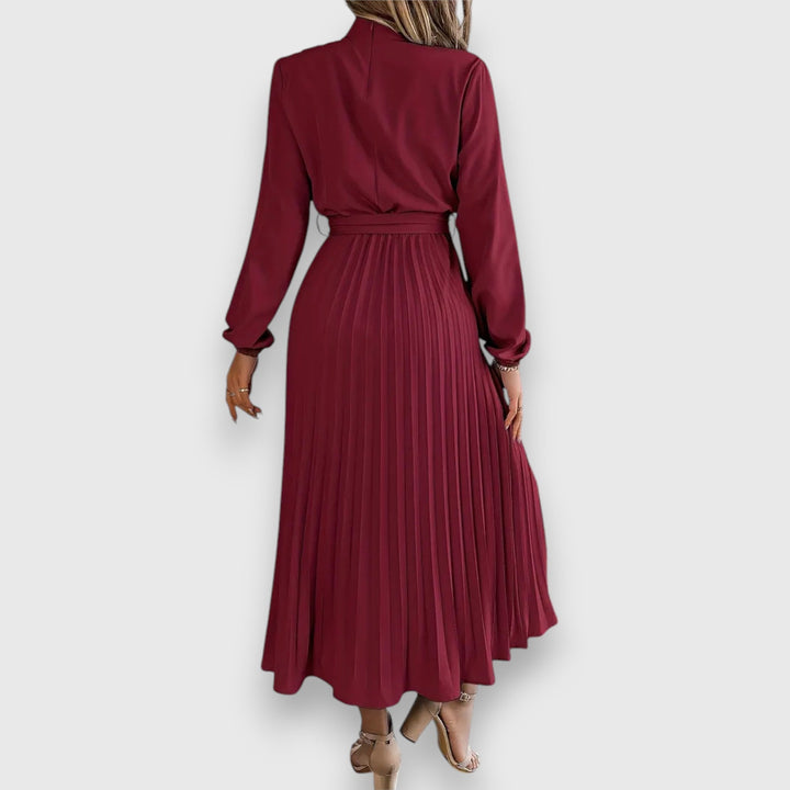 Rebecca - Elegant Pleated Spring Midi Dress