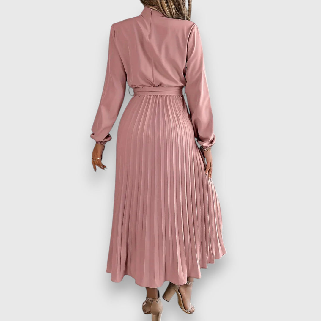 Rebecca - Elegant Pleated Spring Midi Dress