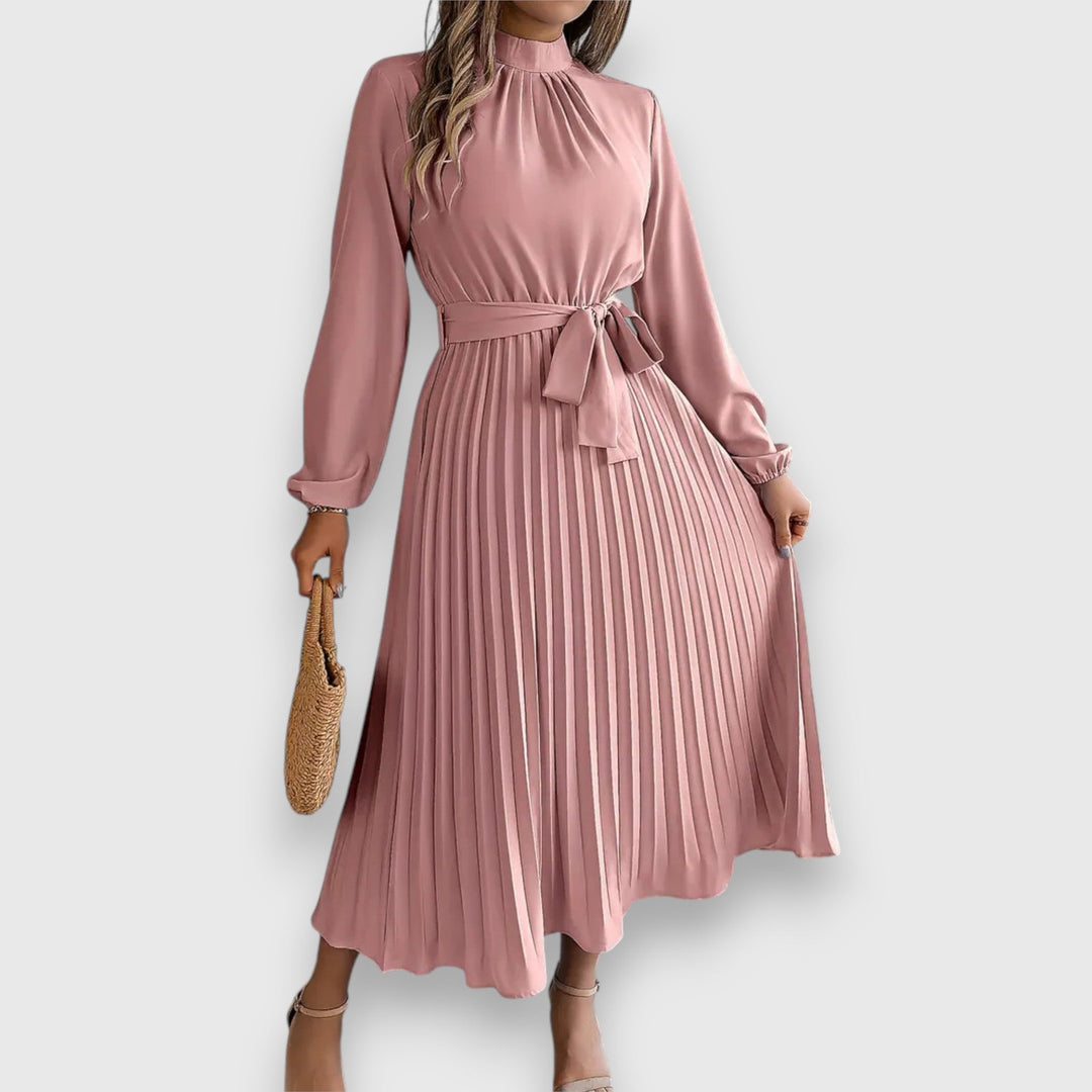 Rebecca - Elegant Pleated Spring Midi Dress