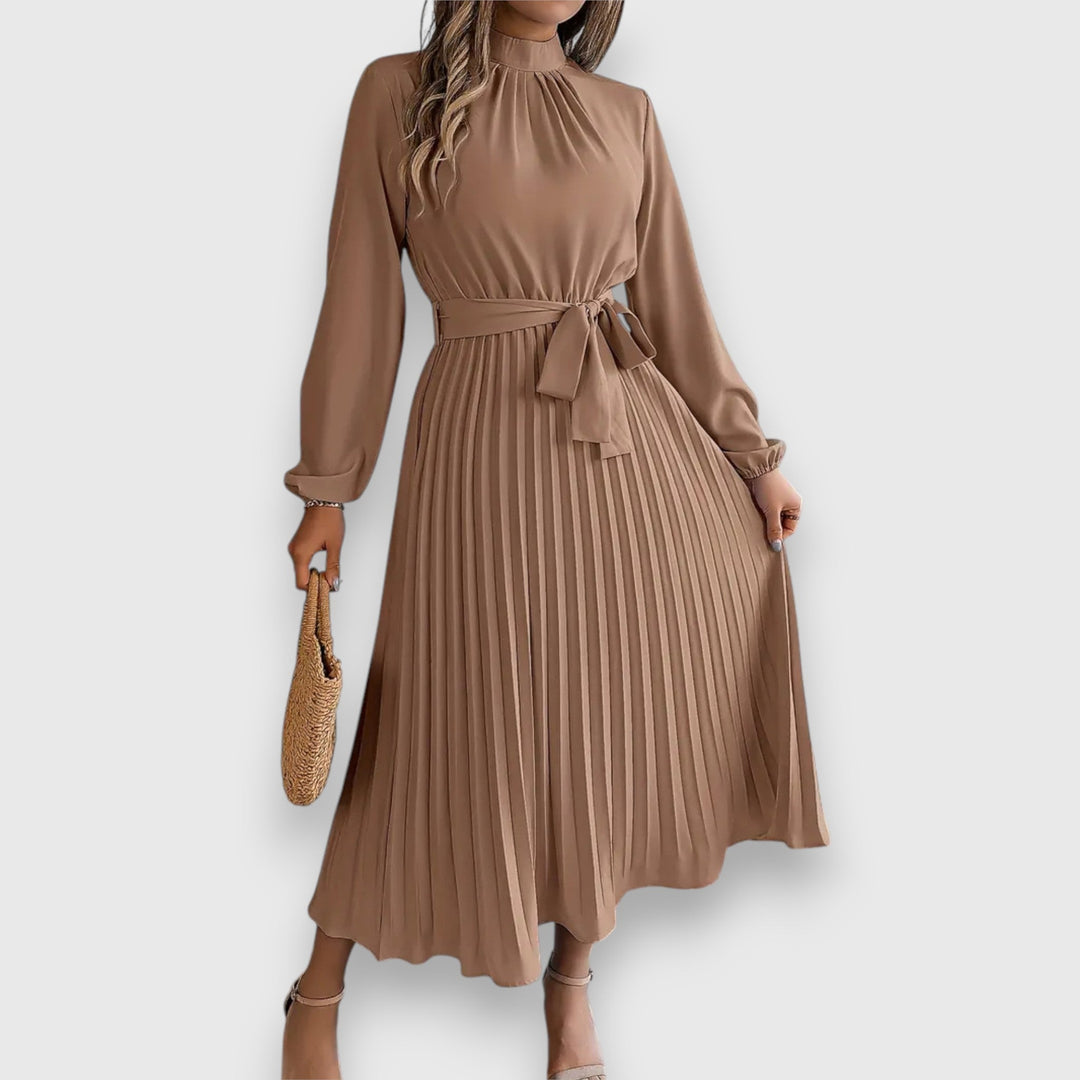 Rebecca - Elegant Pleated Spring Midi Dress