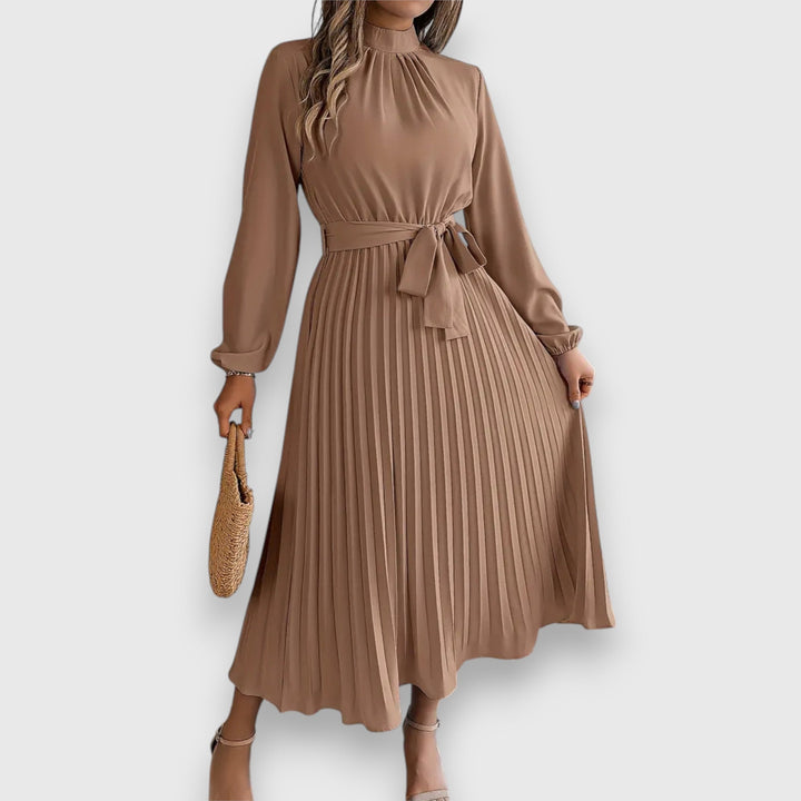 Rebecca - Elegant Pleated Spring Midi Dress