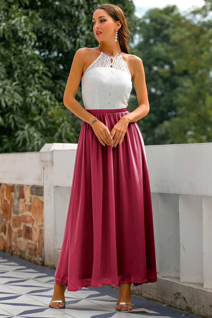 Madie - Women Wedding Guest Halter Maxi Dress