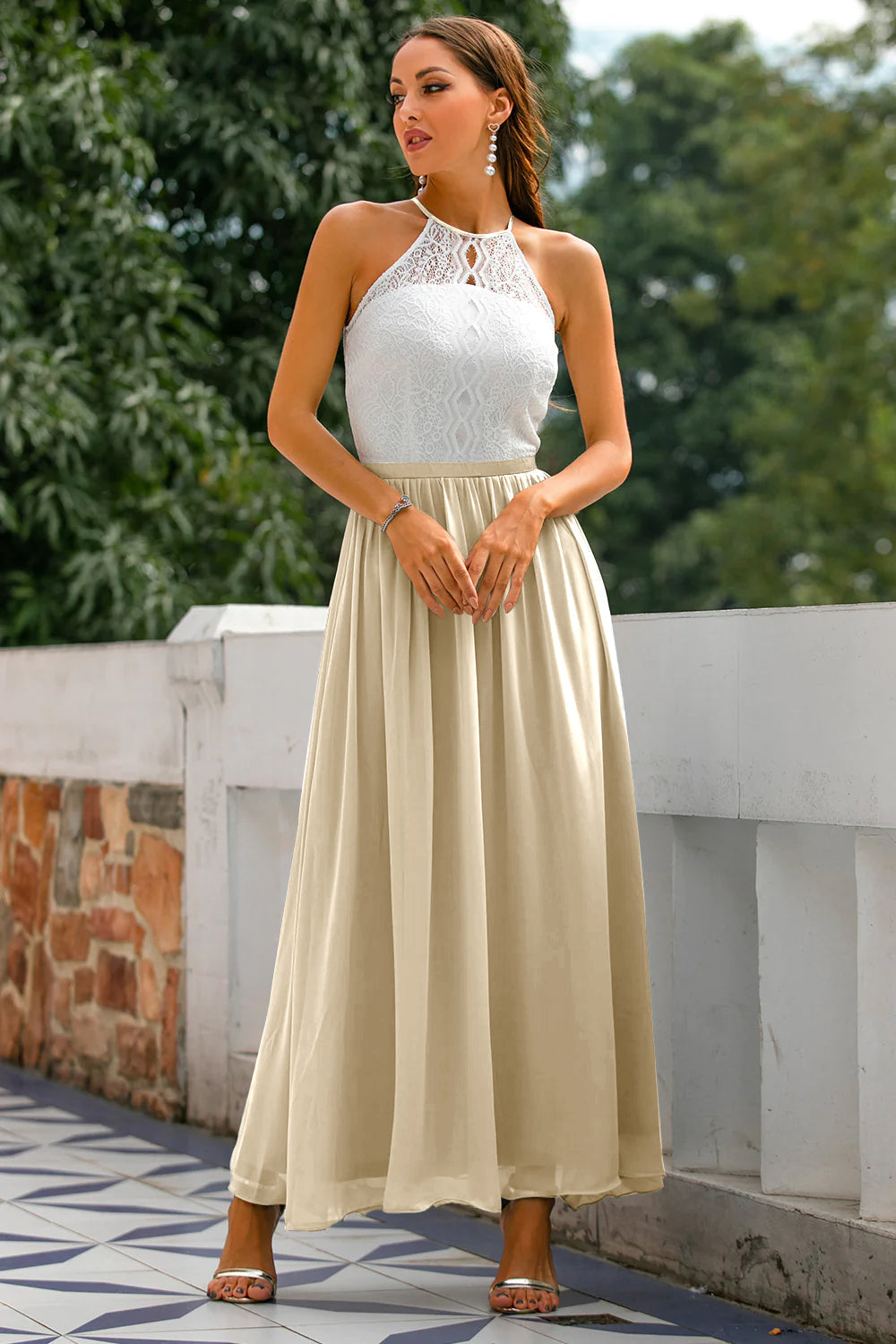 Madie - Women Wedding Guest Halter Maxi Dress