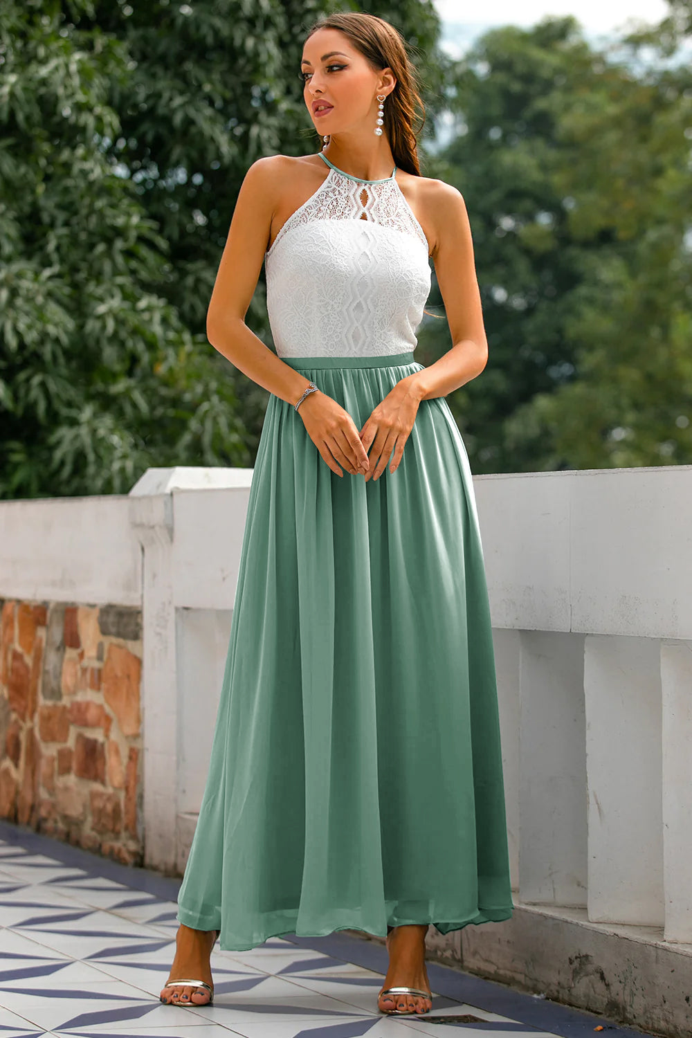 Madie - Women Wedding Guest Halter Maxi Dress