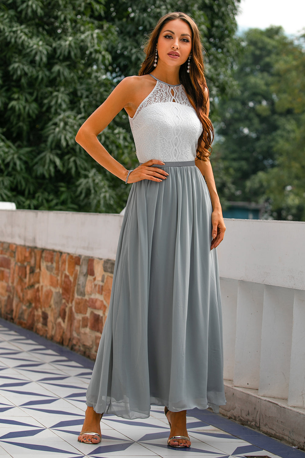 Madie - Women Wedding Guest Halter Maxi Dress