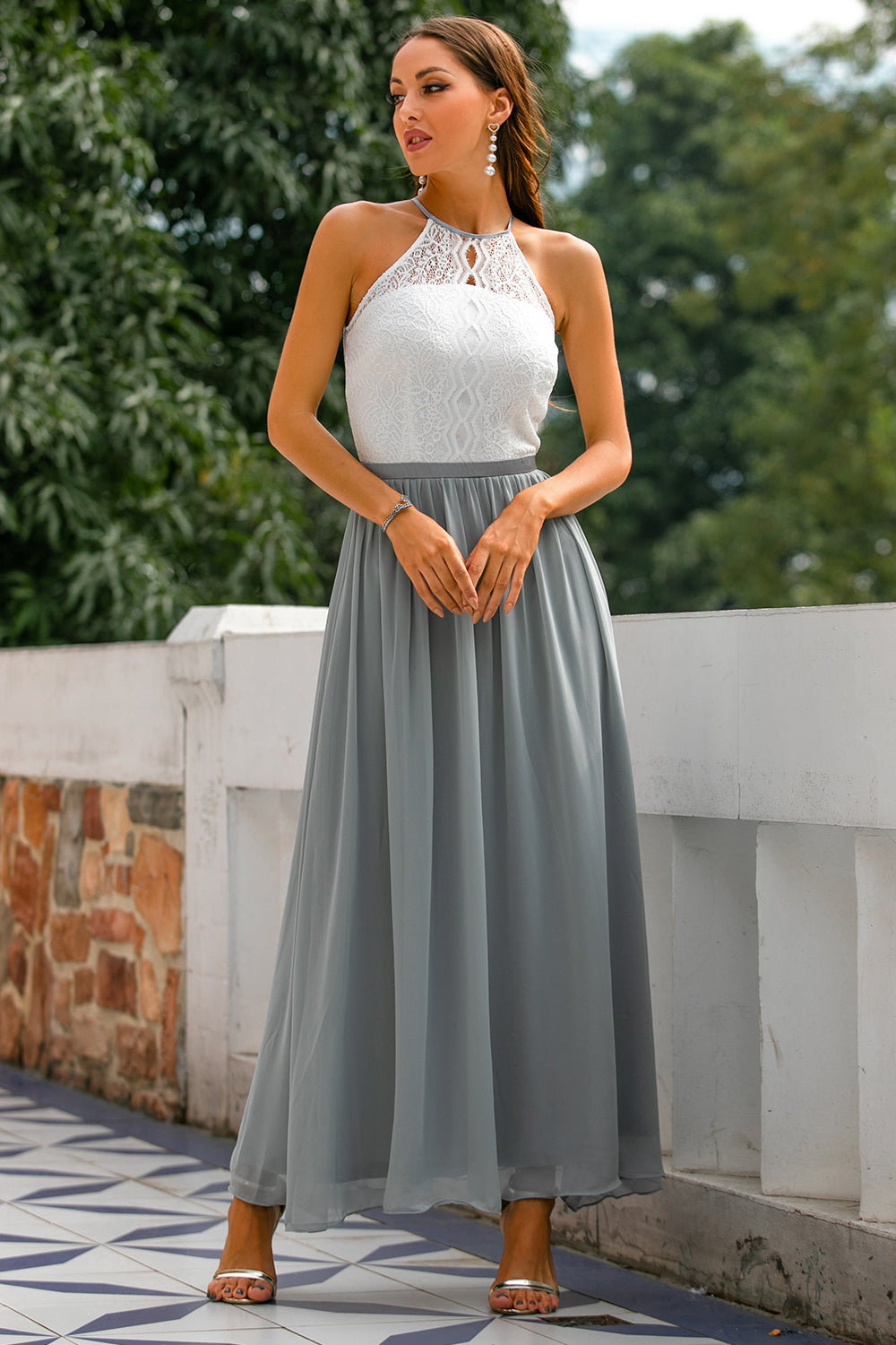 Madie - Women Wedding Guest Halter Maxi Dress