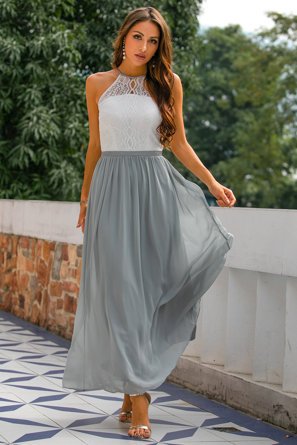 Madie - Women Wedding Guest Halter Maxi Dress