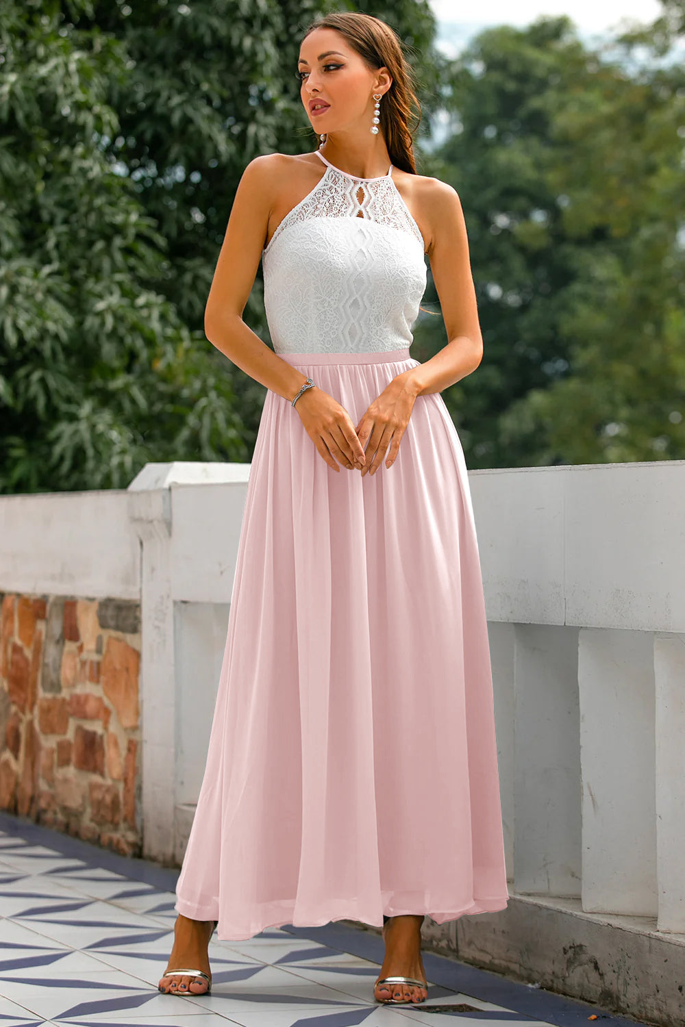 Madie - Women Wedding Guest Halter Maxi Dress