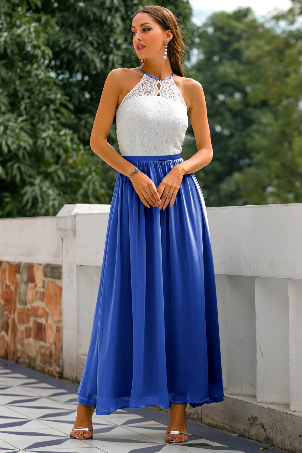 Madie - Women Wedding Guest Halter Maxi Dress