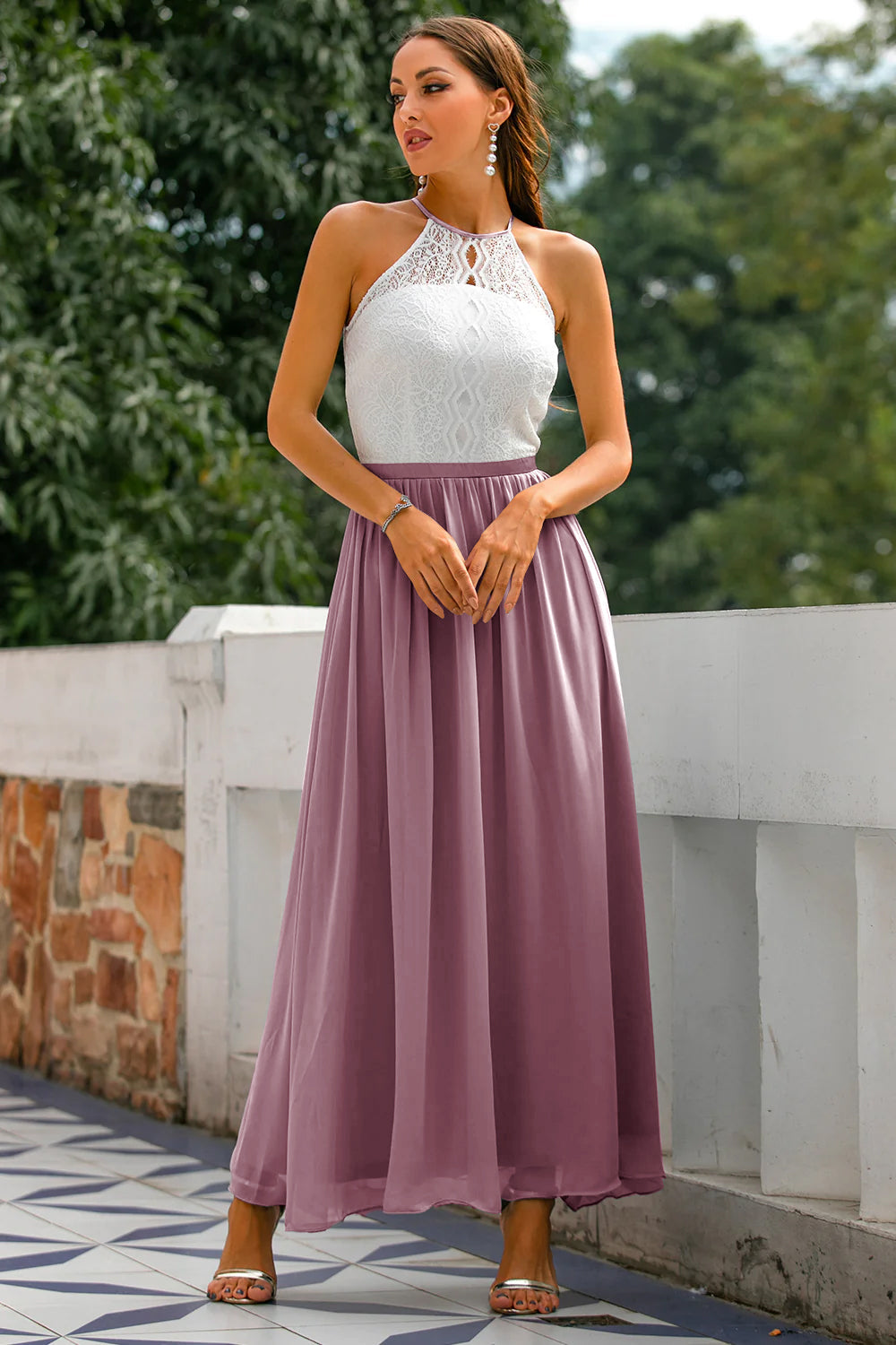 Madie - Women Wedding Guest Halter Maxi Dress