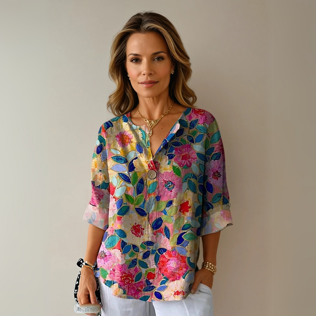 Arlene - Chic Summer Floral Print Blouse