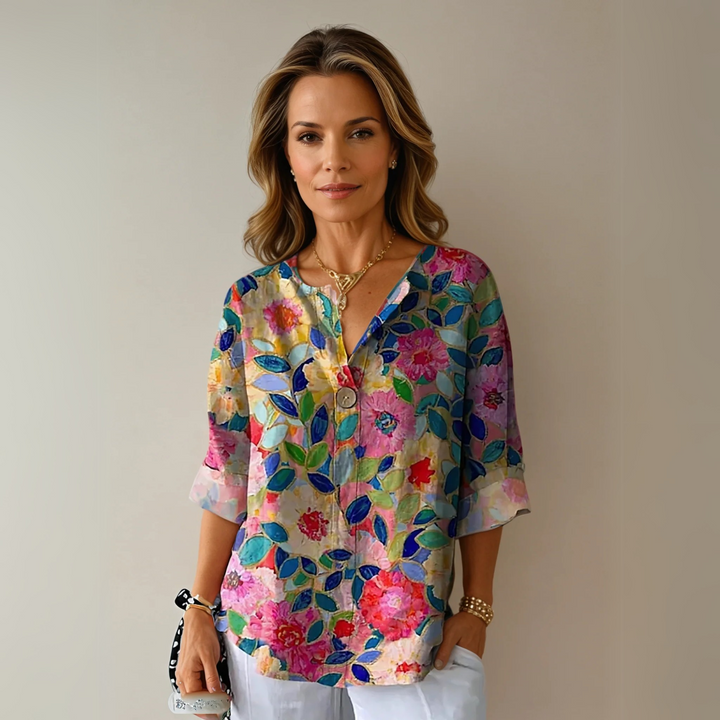 Arlene - Chic Summer Floral Print Blouse