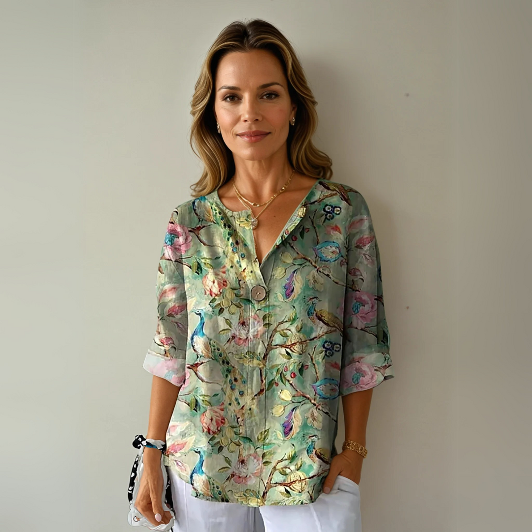 Arlene - Chic Summer Floral Print Blouse