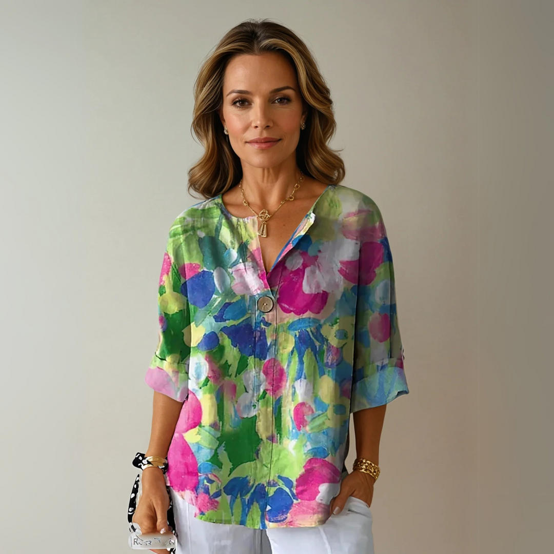Arlene - Chic Summer Floral Print Blouse