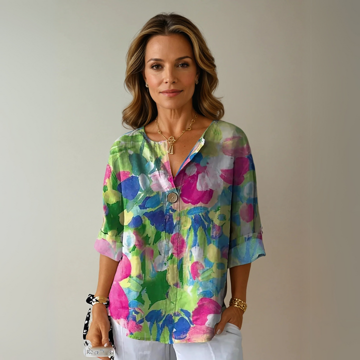 Arlene - Chic Summer Floral Print Blouse