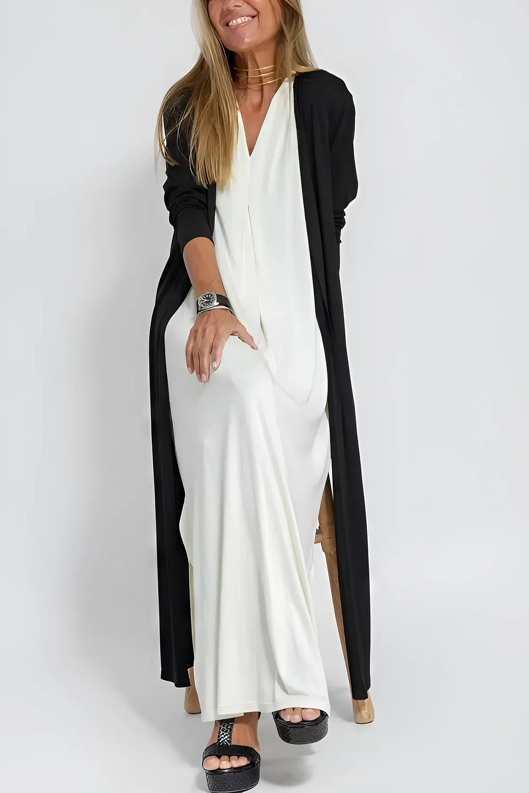 June - Elegant Maxi Dress with Coordinated Cardigan