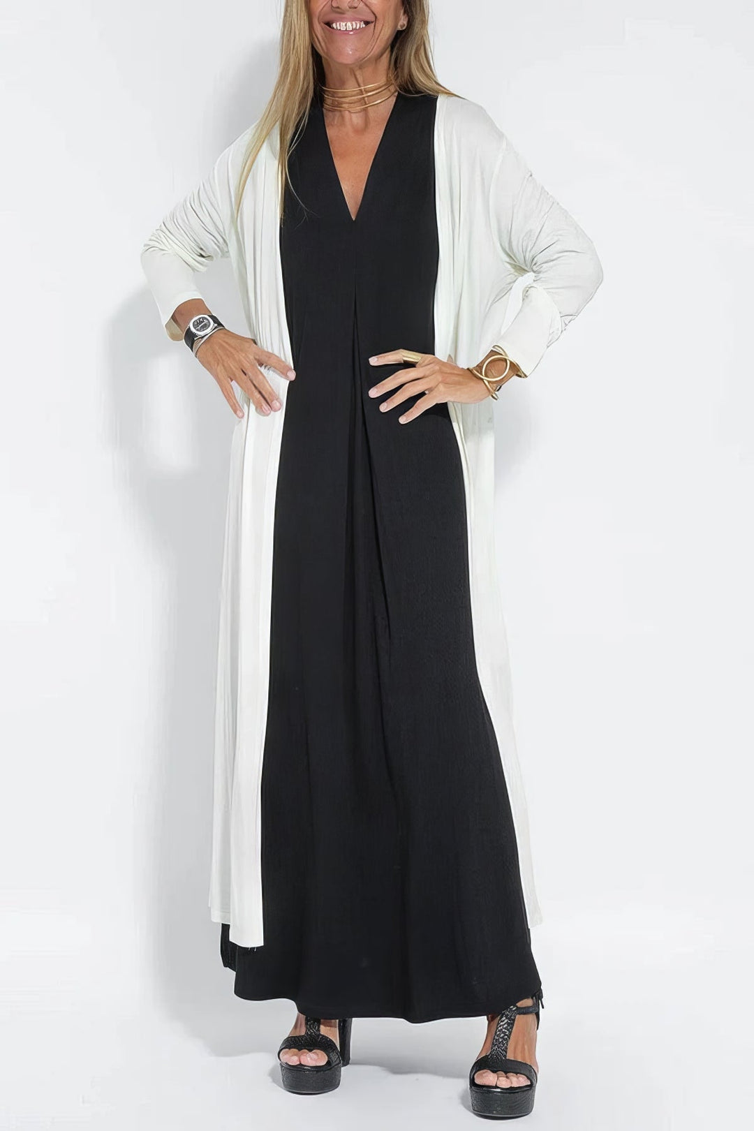 June - Elegant Maxi Dress with Coordinated Cardigan