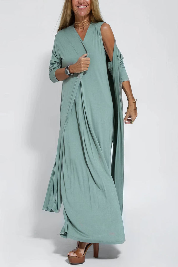 June - Elegant Maxi Dress with Coordinated Cardigan